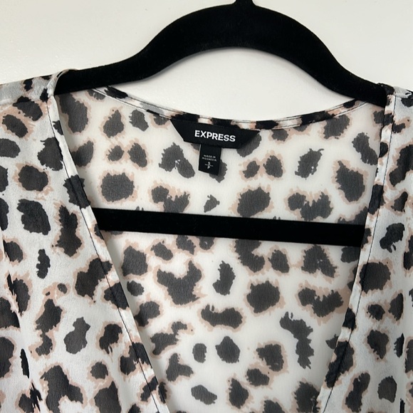 Express White Sheer leopard print blouse, Small - Picture 2 of 5